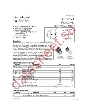 IRL2203NSTRR datasheet  